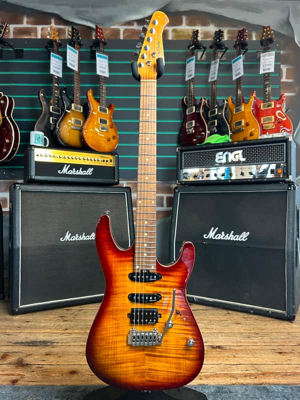 Harley Benton Fusion-III HSS Roasted Flamed Bengal Burst Electric Guitar image 1