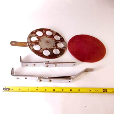Slingerland Radio King Red Felt Bass Drum Muffler Parts Lot Clamp-On Hoop-Mount image 2