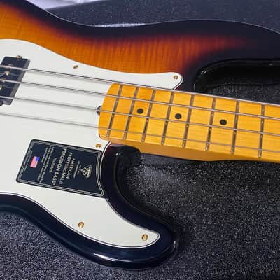 NEW! Fender 75th Anniversary American Professional PJ Bass - 2-Color Sunburst - Flame Top - 9.1 lbs - Authorized Dealer - G06681 image 2