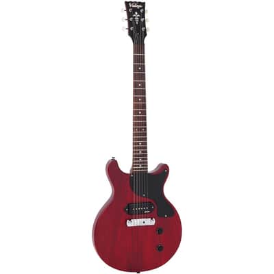Vintage V130CRS Single Pickup Double Cutaway Satin Cherry