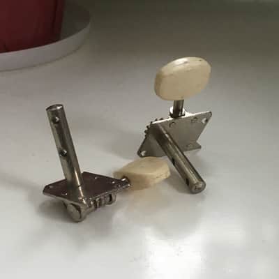 2 Vintage Acoustic Electric Guitar Tuners “JAPAN” Chrome Cream Buttons Rare MIJ image 4
