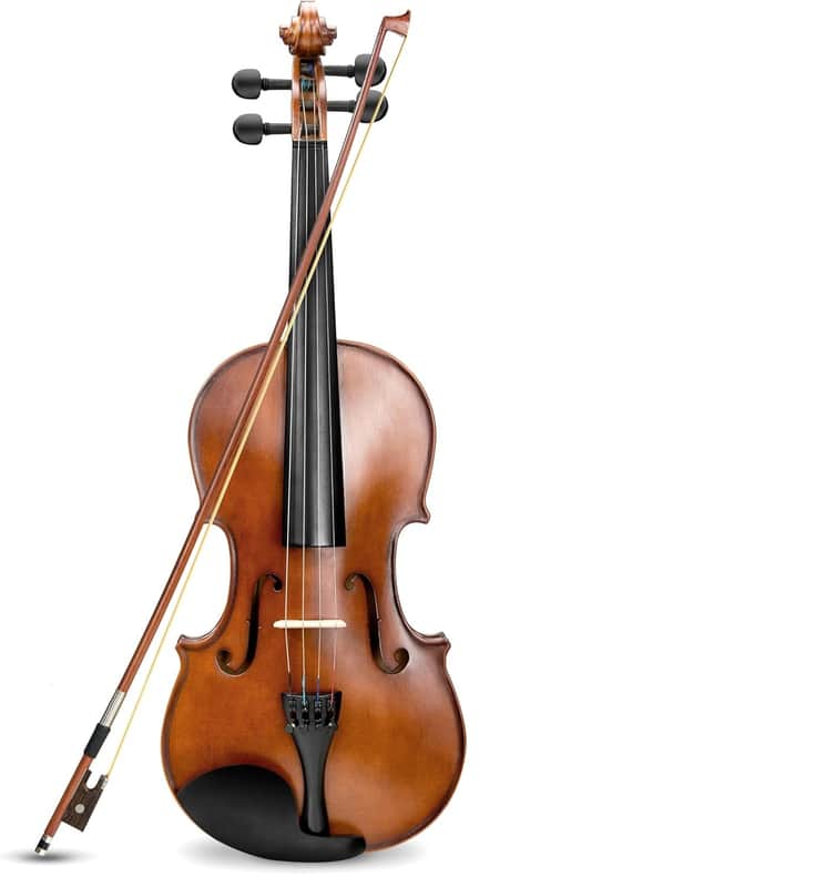 4/4 Solid Wood Acoustic Violin Full Size Fiddle Set for Beginner Adult Student Teen Kids with Violin Case, Bow, Rosin, Shoulder Rest, Tuner, Strings, Natural image 1