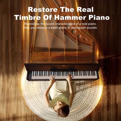 88-Key Fully Weighted Digital Piano w/ Hammer Action Bluetooth MIDI & 3 Pedals image 5