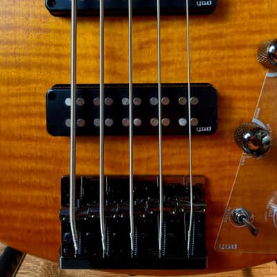 Yamaha TRBX605FM 5-String Electric Bass Guitar - Matte Amber image 5