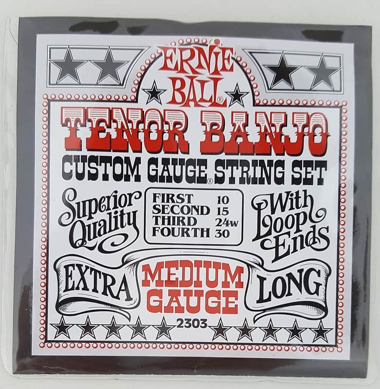Ernie Ball 2303 Tenor Banjo Medium Stainless Steel Strings w/ Loop End (10-30) image 1