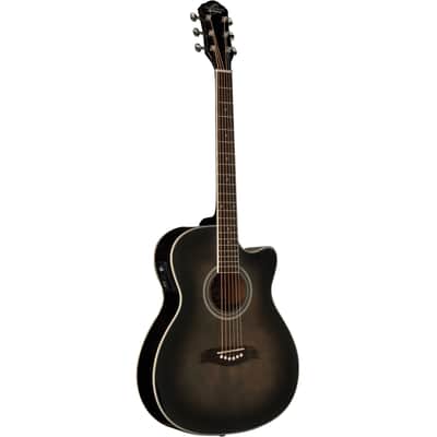 Oscar Schmidt OACEFTB Auditorium Acoustic Electric Guitar, Transparent Black image 5