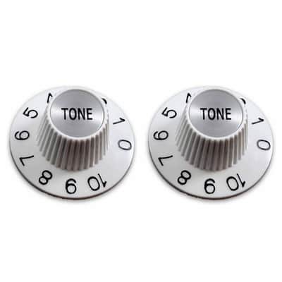 2 White Tone Witch Hat Knobs Silver reflector for US pots image 2