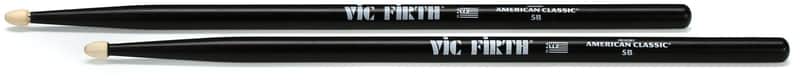 Vic Firth American Classic Drumsticks - 5B - Wood Tip - Black (2-pack) Bundle image 1