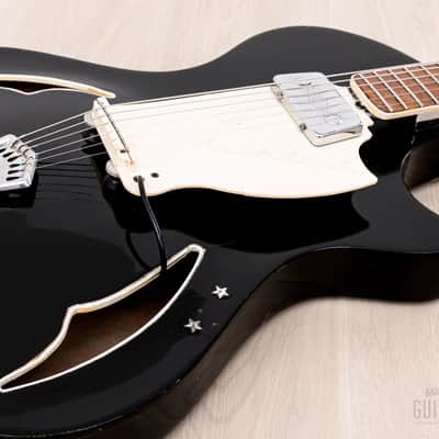 1960 Wandre Blue Jeans Vintage Aluminum Neck Hollowbody Guitar Black w/ Davoli Pickup, Case image 6