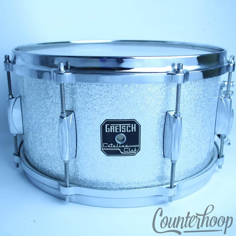 Gretsch Catalina Club Snare Drum Silver Sparkle 13x7"8Ply Mahogany Die-Cast Rims image 1