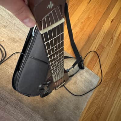 Donner HUSH C Acoustic-Electric Nylon String Classical Guitar– Ultra-Lightweight Travel Guitar with Built-In Tuner, HPS-II Preamp, Headphone Jack & Quick-Release Stand – Sunburst image 7