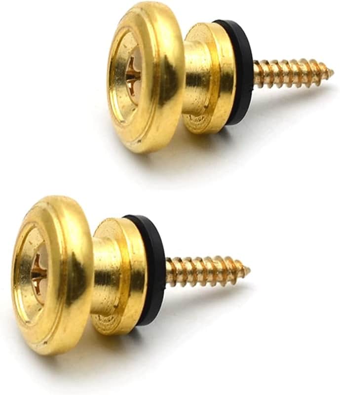 2pcs Gold Metal Guitar Strap Locks, Mushroom Style Guitar Strap Lock Buttons, Electric Guitar Strap Locks, Mushrooms Head Guitar Strap Button for Guitar Bass Ukulele image 1