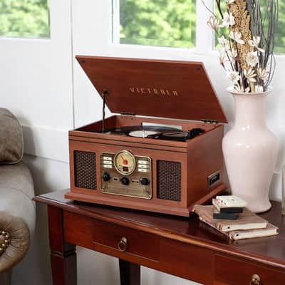 Innovative Technology Victrola Nostalgic Classic Wood 6-in-1 Bluetooth Turntable Entertainment Cente image 4