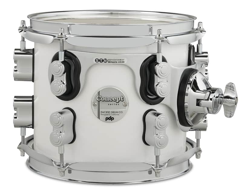PDP Concept Maple 7x8 Suspended Tom Pearlescent White Lacquer with Chrome Hardware image 1