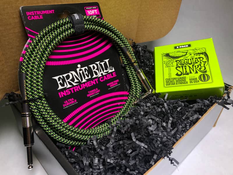 Ernie Ball Green Cable 3 set Regular Slinky& Cable Gift Bundle, ideal for the holidays! image 1