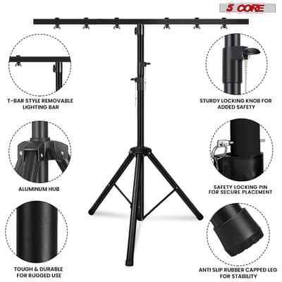5Core DJ Light Stand Stage Lighting Truss System Height Adjustable 39 to 100" Heavy Duty T bar Mount image 5