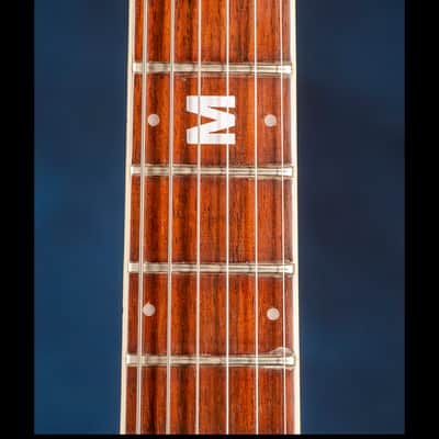 Mosrite [Vibramute Model] specially built for Mick Mars of Mötley Crüe by Semie Mosely 1991 Metallic blue/purple with flame pinstriping image 7