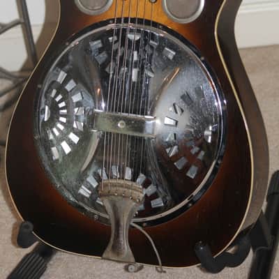 1930s -70s vintage USA Dobro resonator slide guitar nice square neck National with case image 2