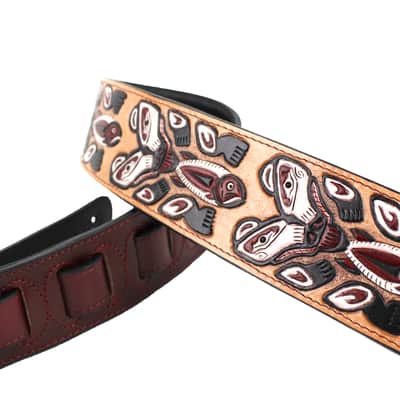 Walker & Williams LHR-24 Blood Red Premium Leather w/North West Bear Totem Carving image 3