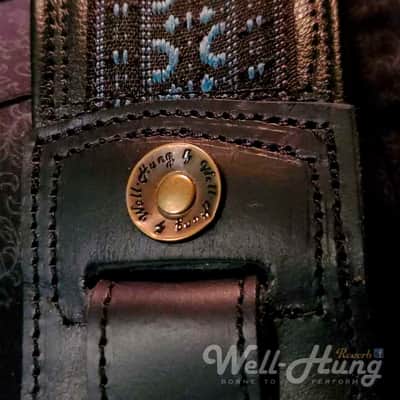 Well-Hung "1969 Series  - Wedding Bell Blues" 3" wide padded leather guitar strap image 6
