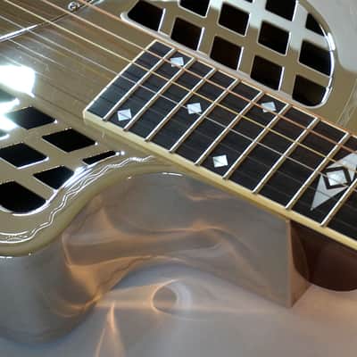 National Reso-Phonic Style 1.5 German Silver Body Cutaway Tricone 2023 Mirror Nickel w/Wiggle Border image 2