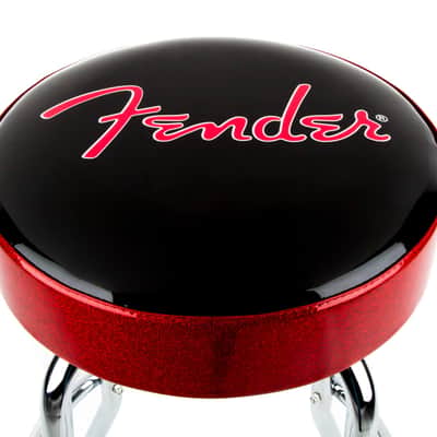 Fender® Red Sparkle Logo Barstool, Black/Red Sparkle 30" image 3