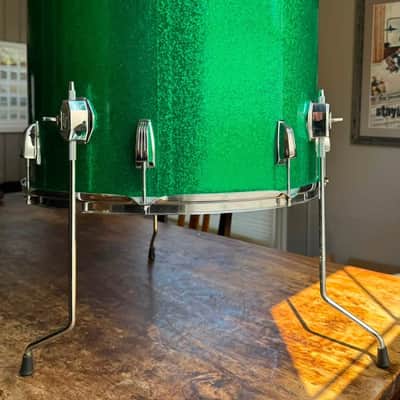 Exc Vintage Mid 60s Ludwig 20” Floor Tom in Green Sparkle image 3