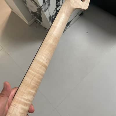 4-string electric bass neck jazz bass stainless steel 20frets satin flame Maple guitar neck 34inch hole 18mm Rosewood dot inlay nut 38mm image 6