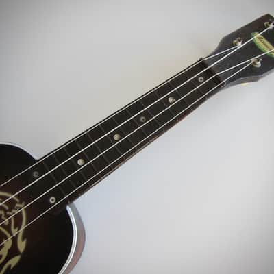 Harmony Soprano Uke Ukulele Sunburst Circa-1960s-Fancy White Stencil Paint image 7