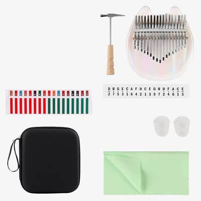 Kalimba Thumb Piano With Eva Protective Case, Transparent Crystal Kalimba 17 Key, Musical Instrument Gifts For Kids, Cat Shape Finger Piano image 3