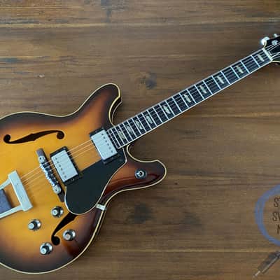 Yamaha SA60, Sunburst, 1974 Vintage, OHSC, “335” style, Semi Hollow Body image 3