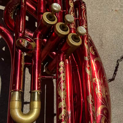 Conn Panamerican 32K 1950s-60s - Metallic Red Lacquer with Deluxe Engraving image 4