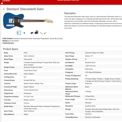 Fender Telecaster Standard Satin - Ocean Blue Candy image 21