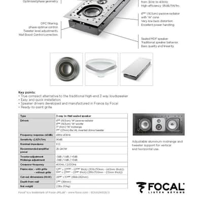 Focal ELECTRA IW 1003 Be (IW1003BE) Beryllium In Wall Speakers image 8