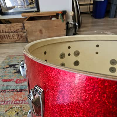 Ludwig Super Classic 22-16-13" 3-ply Drum Kit in Red Sparkle - Keystone Badge 1964 image 9