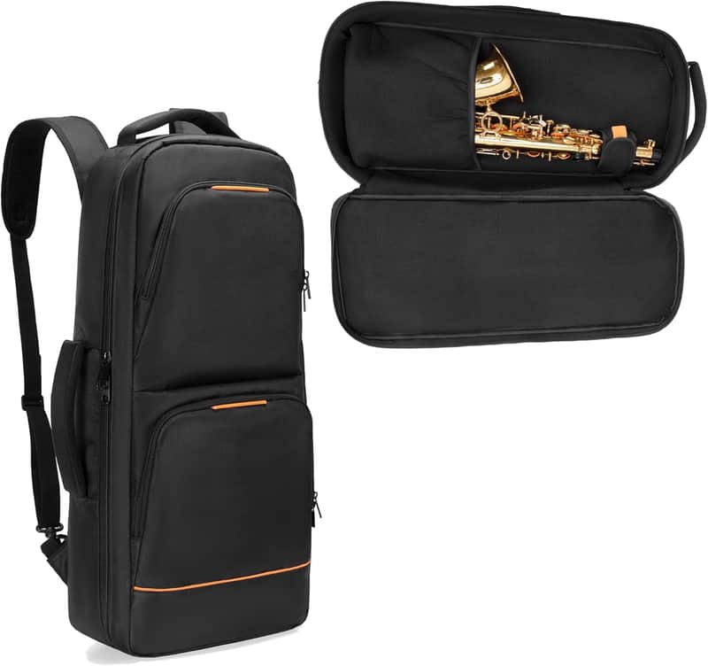 Padded Alto Sax Backpack, Alto Sax Case Bag with Hidden Padded Shoulder Straps, Alto Saxophone Bag with Pockets for Mouthpiece, Sheet Music, Alto Saxophone Case Sax Gig Backpack image 1