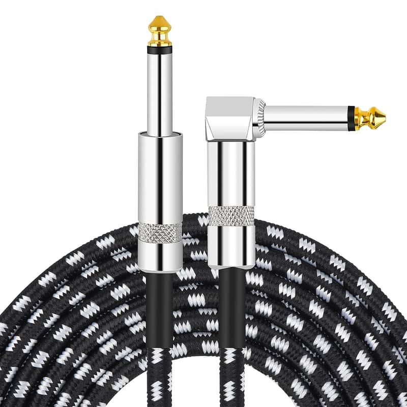 Guitar Cable, Instrument Cable, Bass Cable, Guitar Cord 10FT, 6.35mm Straight Curved Audio Cable for Various Musical Instruments - Electric Guitars, Electronic Keyboards, Speakers image 1