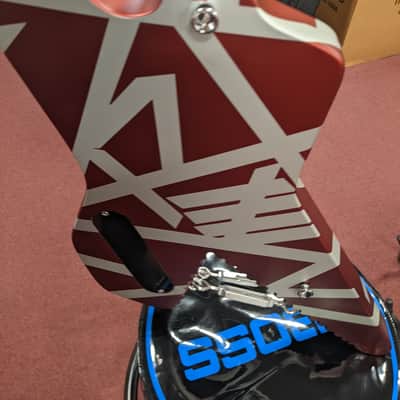 EVH Striped Series Shark 2020's Burgundy w/ Silver Stripes image 9