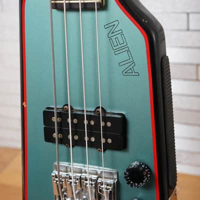 Hondo Alien 80s 4-String Headless Bass - Gun Blue Metallic image 3