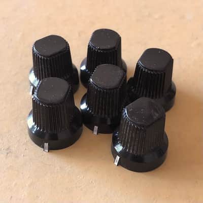 (6) Fender Black Pointer Amp Knobs Sidekick Style image 1
