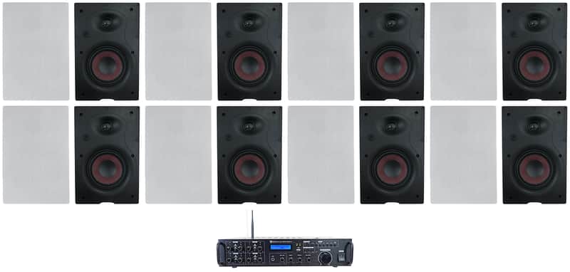 Rockville Rock Zone 8 Channel Receiver+16) 6.5" In-Wall Speakers For Restaurant Bild 1