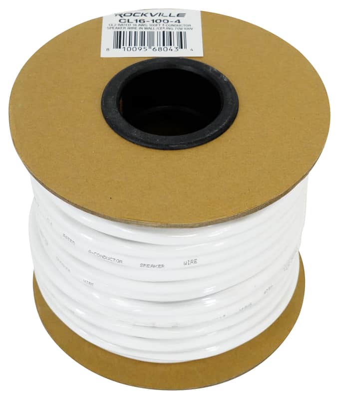 Rockville CL16-100-4 CL2 Rated 16 AWG 100' 4 Conductor Speaker Wire In Ceiling image 1
