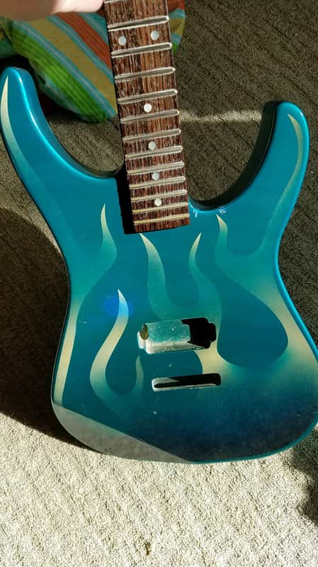 Chandler Super Strat Body And Neck - 80s? 90s? Blue Flame - Similar to Kramer or Jackson image 1