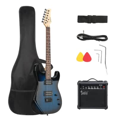 Glarry GST Electric Guitar HH Pickup - Dark Blue /20W Amplifier image 1