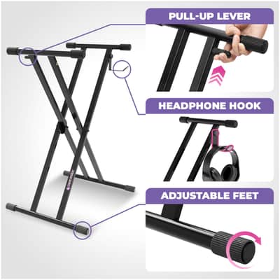 Liquid Stands Piano Keyboard Stand and Piano Bench - X-Style Adjustable and Portable Heavy Duty Music Keyboard Piano Stand and Seat image 4