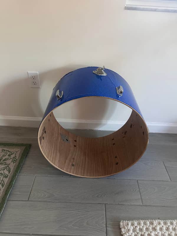 Unbranded 22” Bass Kick Drum Shell w/ Hardware 90s - Blue Sparkle image 1