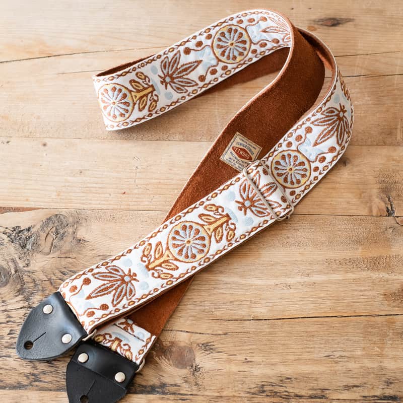 Vintage Floral 60s/70s Hippie Guitar Strap / Real Suede Backing / Handmade in the UK image 1