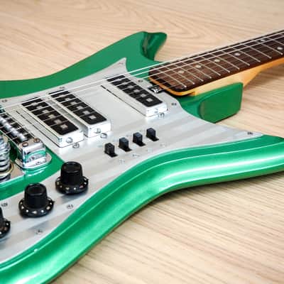 1960s Teisco Del Rey K3L ET-312 Shark Fin Vintage Electric Guitar Green Japan image 6