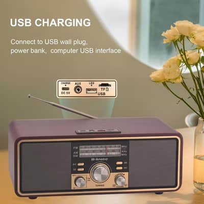 Portable Vintage Style AM/FM/SW Radio Speaker – Wireless Rechargeable Retro Audio System with USB & TF Card Playback image 4