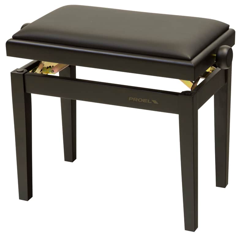 PROEL - PB90SSBBK - Panca professionale regolabile in legno per piano ed organo. Telaio Nero opaco. Cuscino imbottito con rivestimento in similpelle nera. image 1